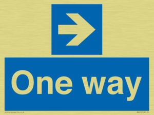 One way with right directional arrow